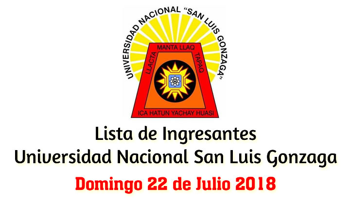 Lista de Ingresantes Universidad Nacional San Luis Gonzaga UNICA 2018