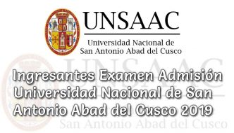 Ingresantes Examen admisión ordinario UNSAAC 2019