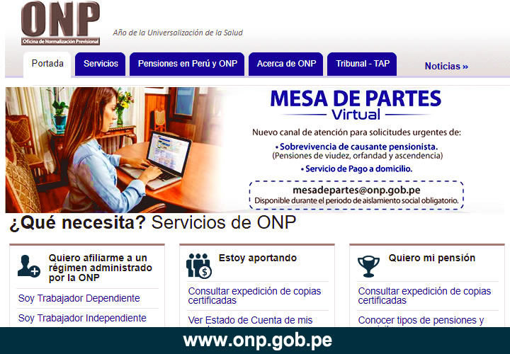 Consultar por internet ONP Plataforma virtual