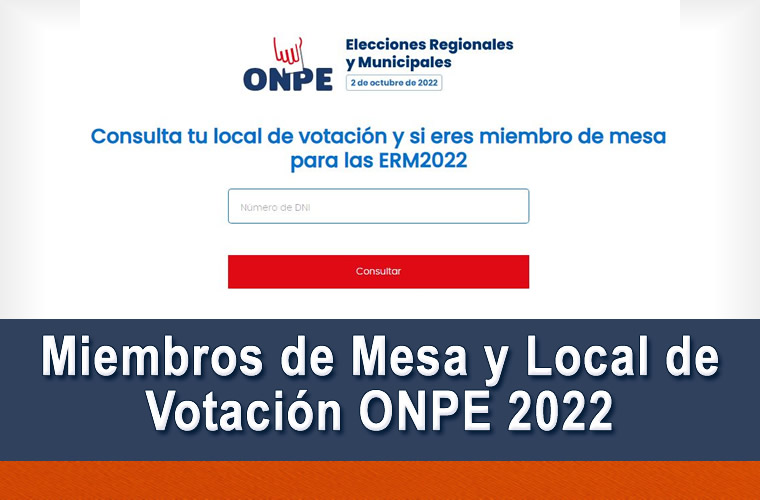 Local y Mesa de Votación ONPE Elecciones 2022